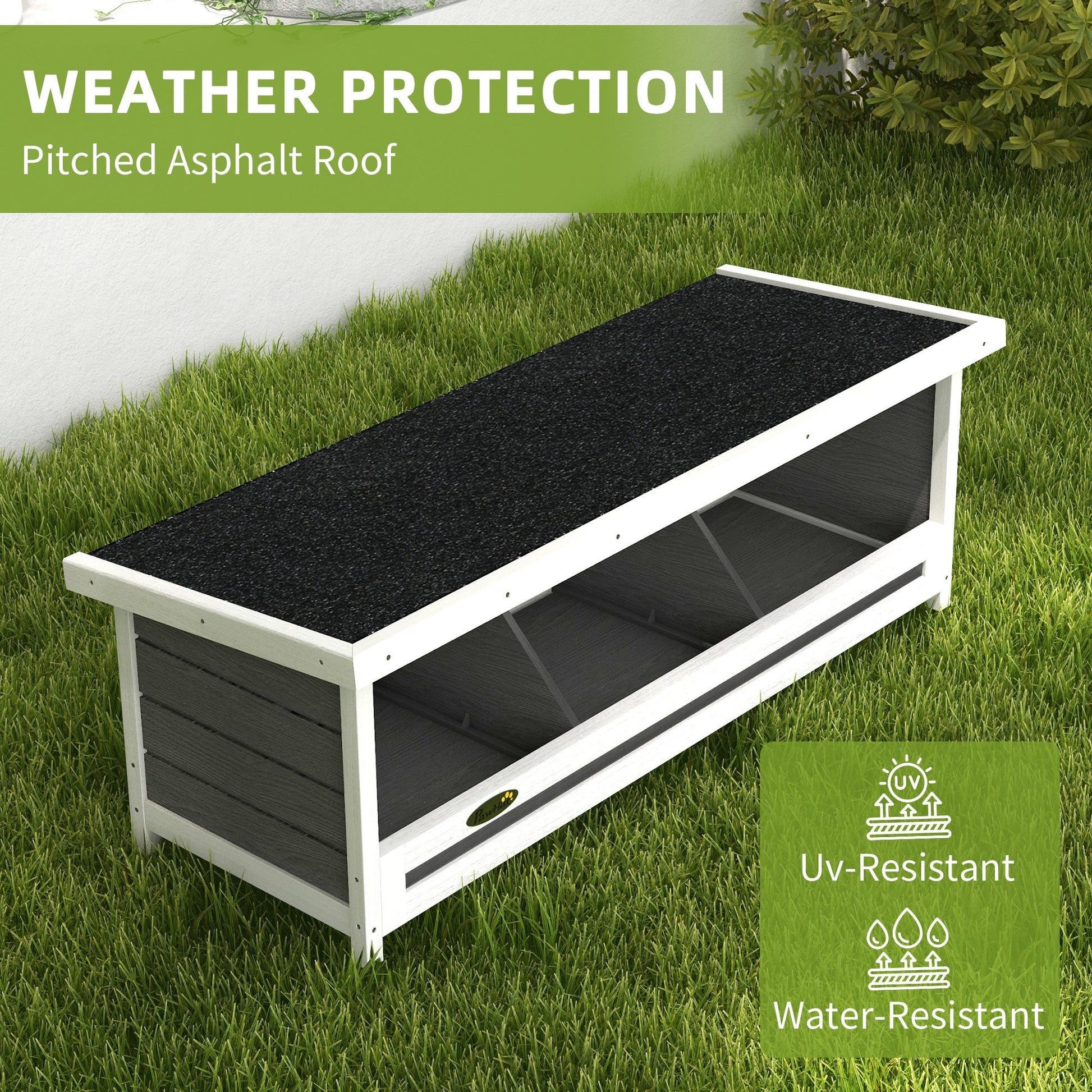 HKM-0588733 Wood Nesting Box for Up to 3 Chickens with Weather-Resistant Asphalt Roof, Gray Finish