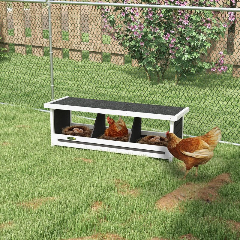 HKM-0588733 Wood Nesting Box for Up to 3 Chickens with Weather-Resistant Asphalt Roof, Gray Finish