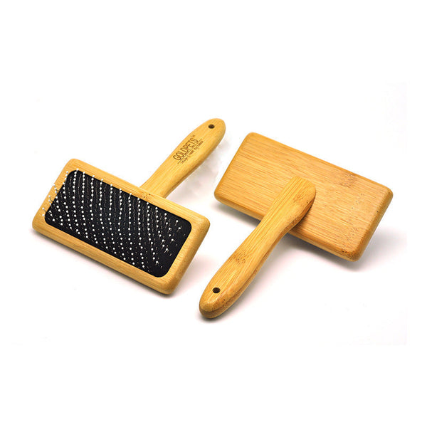 HKM-0590653 Bamboo Wood Air Cushion Needle Comb for Pet Grooming - Original Bamboo, Sizes S, M, L