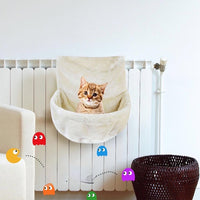 HKM-059091 Warm Iron Frame Cat Hammock - Cozy Fleece Bed for Cats in Gray, Beige, White, or Black