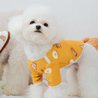 HKM-0591421 Cute Cartoon Dog Shirt in Terry Fabric - Yellow & White, Sizes XS to 3XL