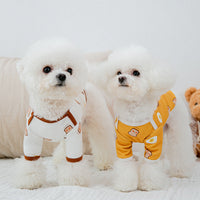 HKM-0591421 Cute Cartoon Dog Shirt in Terry Fabric - Yellow & White, Sizes XS to 3XL
