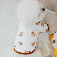 HKM-0591421 Cute Cartoon Dog Shirt in Terry Fabric - Yellow & White, Sizes XS to 3XL