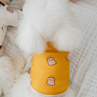 HKM-0591421 Cute Cartoon Dog Shirt in Terry Fabric - Yellow & White, Sizes XS to 3XL