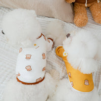 HKM-0591421 Cute Cartoon Dog Shirt in Terry Fabric - Yellow & White, Sizes XS to 3XL