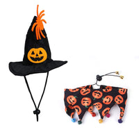 HKM-0592445 Skull Pattern Hat and Scarf Set with Cat Cape and Spider Web Design