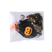 HKM-0592445 Skull Pattern Hat and Scarf Set with Cat Cape and Spider Web Design