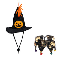 HKM-0592445 Skull Pattern Hat and Scarf Set with Cat Cape and Spider Web Design