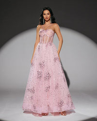 HKM-059283 Elegant Pink Evening Gown for Women - Style EZ25196