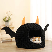 HKM-0594877 Little Devil Cozy Plush Pet Nest Bed - Fully Enclosed, Warm and Comfy Space for Pets