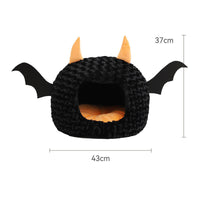 HKM-0594877 Little Devil Cozy Plush Pet Nest Bed - Fully Enclosed, Warm and Comfy Space for Pets