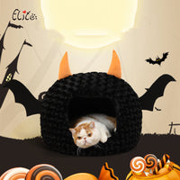 HKM-0594877 Little Devil Cozy Plush Pet Nest Bed - Fully Enclosed, Warm and Comfy Space for Pets