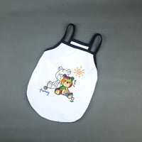 HKM-0595389 Casual Cotton Pet Camisole with Sun Bear Pattern in White and Black