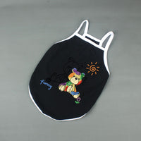HKM-0595389 Casual Cotton Pet Camisole with Sun Bear Pattern in White and Black