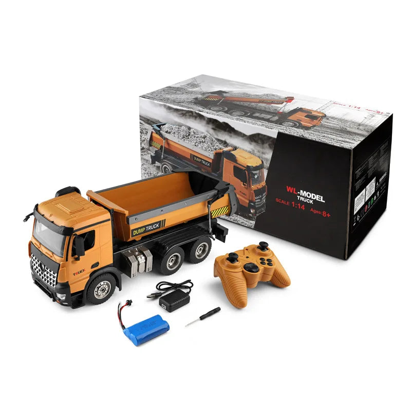HKM-059539 1:14 Scale Remote Control Dirt Truck Toy with Dump Bed - Indoor & Outdoor Fun