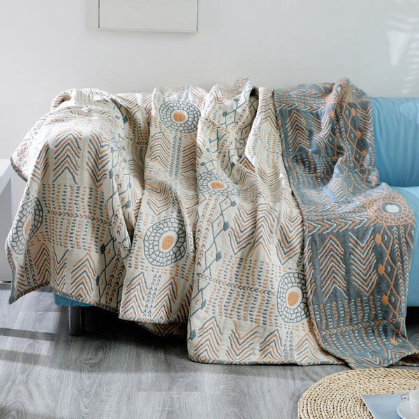 HKM-059539 Four-Layer Natural Cotton Gauze Sofa Cover – Breathable, Durable, Japanese Style Design