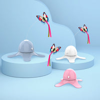 HKM-0595645 Interactive Rotating Butterfly Cat Toy with Stable Base and Glow Feature