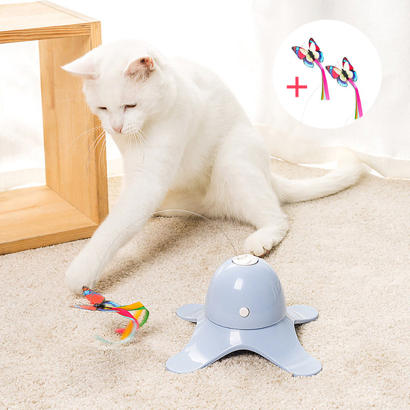 HKM-0595645 Interactive Rotating Butterfly Cat Toy with Stable Base and Glow Feature