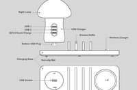HKM-059603 Multi-Port USB Wireless Charging Desk Lamp with Mobile Phone Holder - Fast Charging 10W