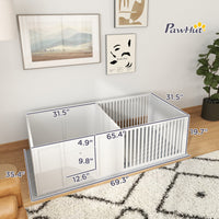 HKM-0596285 Dog Whelping Box with Adjustable Door and Waterproof Pee Pad for All Breed Sizes, 65" x 31.5"
