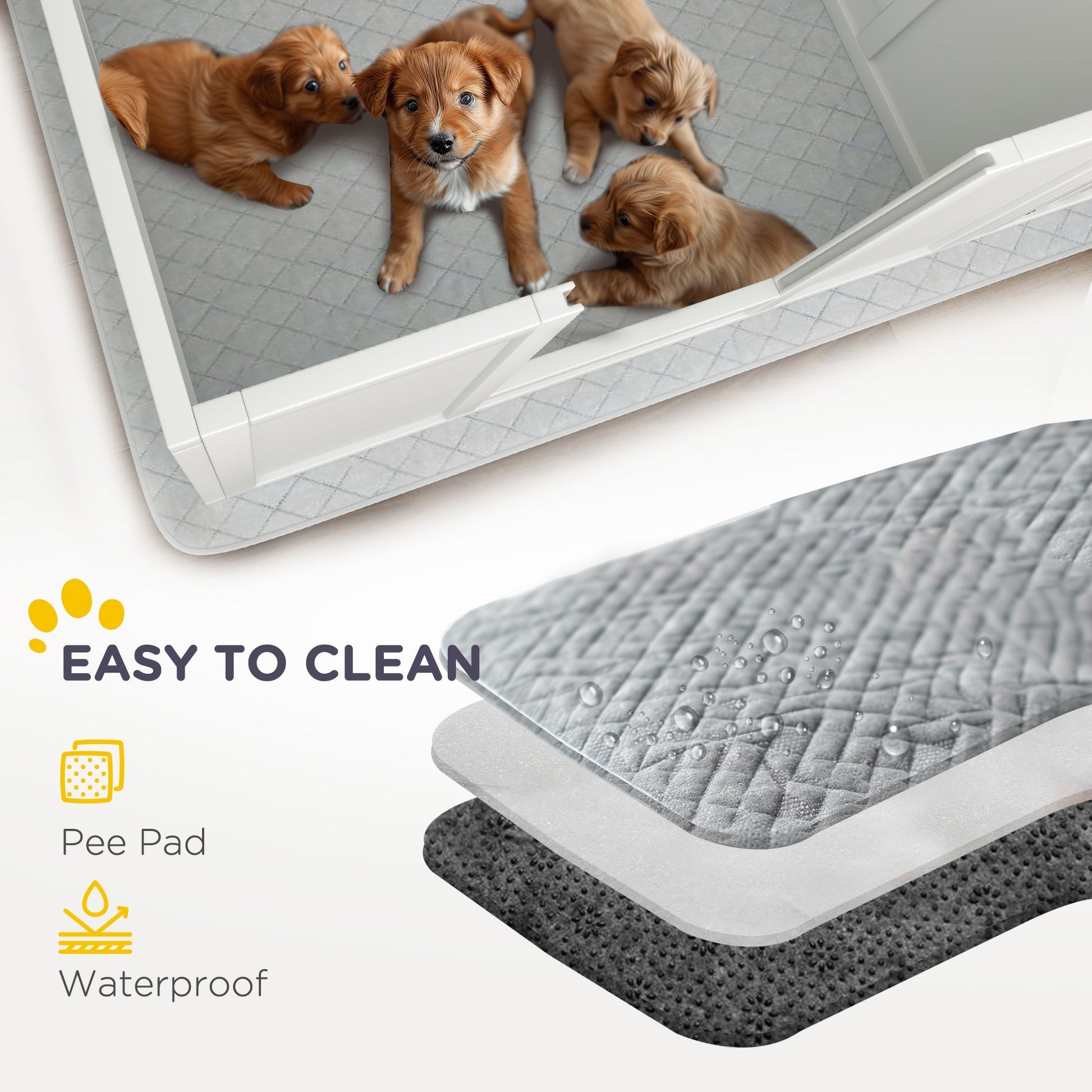 HKM-0596285 Dog Whelping Box with Adjustable Door and Waterproof Pee Pad for All Breed Sizes, 65" x 31.5"