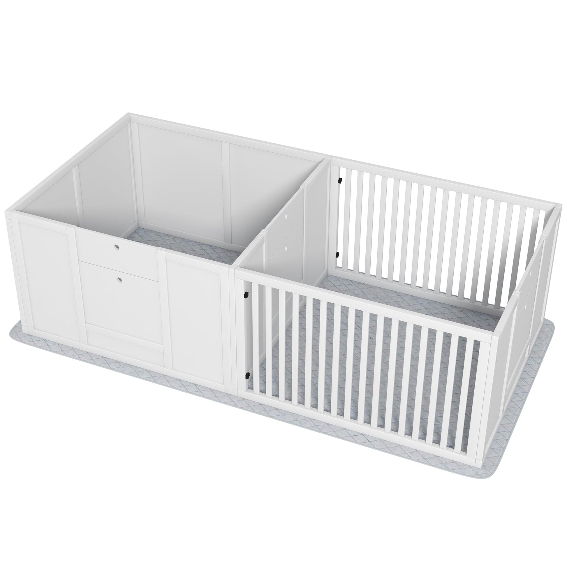 HKM-0596285 Dog Whelping Box with Adjustable Door and Waterproof Pee Pad for All Breed Sizes, 65" x 31.5"
