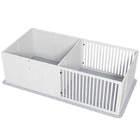 HKM-0596285 Dog Whelping Box with Adjustable Door and Waterproof Pee Pad for All Breed Sizes, 65" x 31.5"