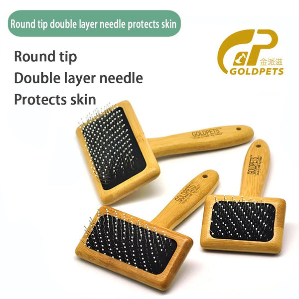 HKM-0596413 Bamboo and Stainless Steel Air Cushion Comb for Pets with Soft Latex Design