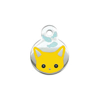 HKM-0596669 Cute Cartoon Cat and Fish Pendant for Dogs ¨C Alloy Ornament Collar Accessory