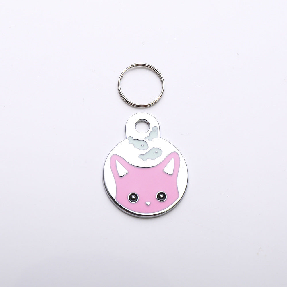HKM-0596669 Cute Cartoon Cat and Fish Pendant for Dogs ¨C Alloy Ornament Collar Accessory