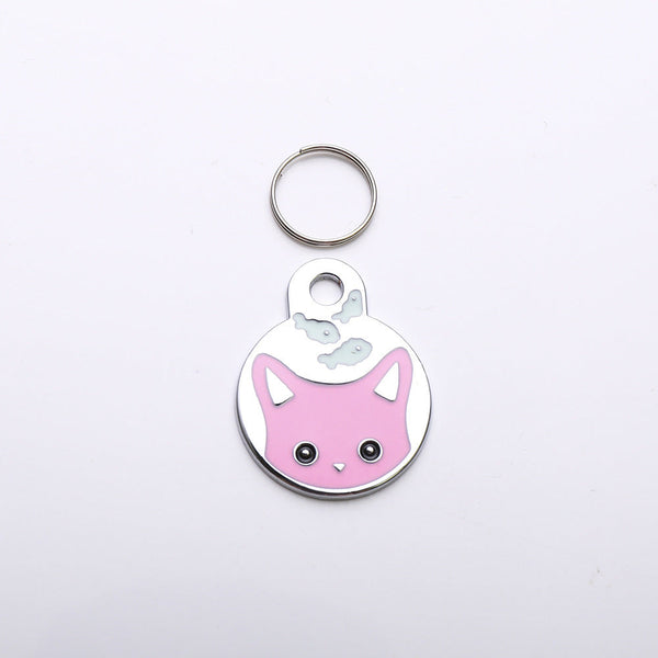 HKM-0596669 Cute Cartoon Cat and Fish Pendant for Dogs ¨C Alloy Ornament Collar Accessory