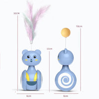 HKM-0598077 Interactive Feather Toy for Cats - Tumbler Rolling Teaser with Rotating Ball, Pink/Blue