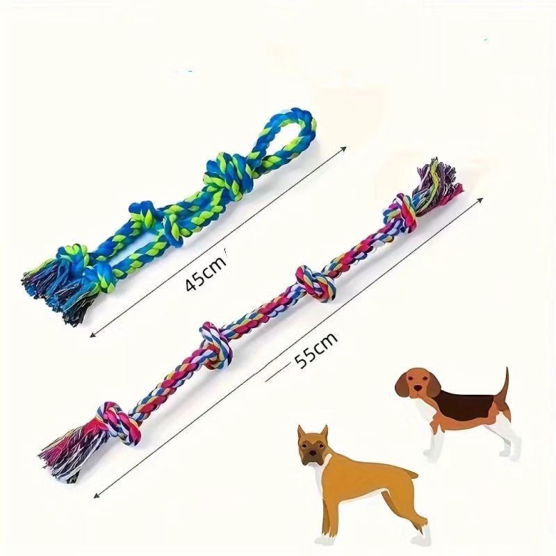 HKM-0599229 Heavy-Duty Cotton Rope Dog Toy Set for Large Breeds - Dental Chew & Tug of War Interactive Play
