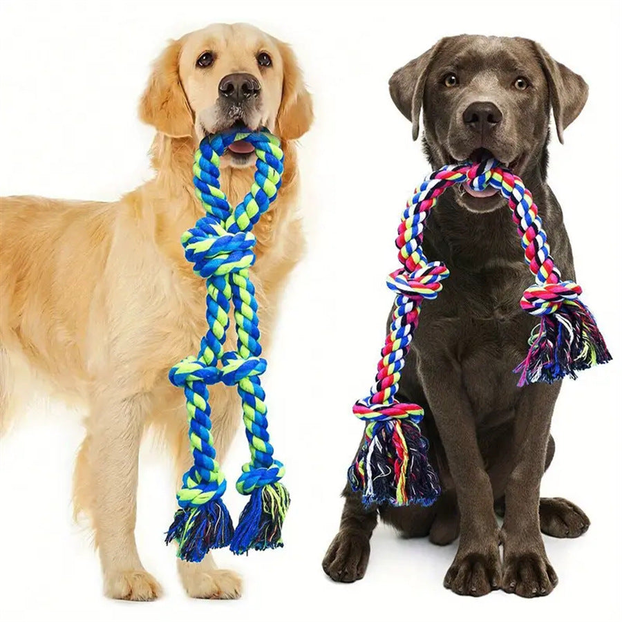 HKM-0599229 Heavy-Duty Cotton Rope Dog Toy Set for Large Breeds - Dental Chew & Tug of War Interactive Play