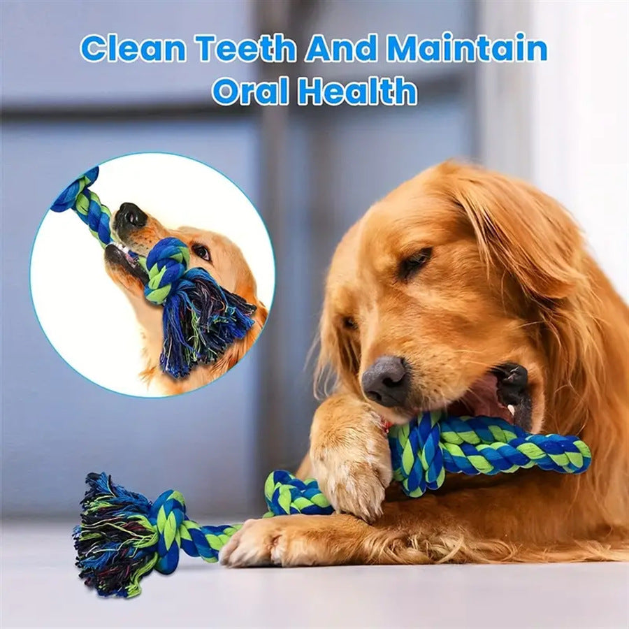 HKM-0599229 Heavy-Duty Cotton Rope Dog Toy Set for Large Breeds - Dental Chew & Tug of War Interactive Play