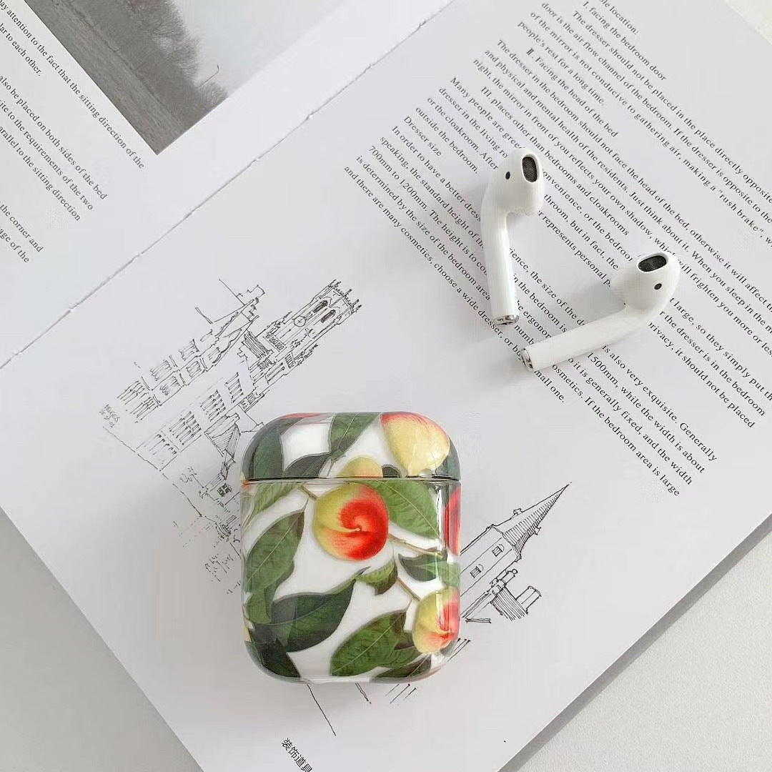 HKM-059923 Marble Leopard AirPods 1/2 Clamshell Case - Stylish Floral Design