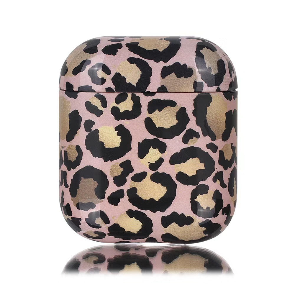 HKM-059923 Marble Leopard AirPods 1/2 Clamshell Case - Stylish Floral Design