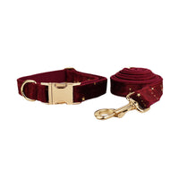 HKM-0599869 Velvet Pet Collar with Scalable Traction Rope and Bow Tie - Adjustable Fit for Dogs