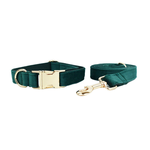 HKM-0599869 Velvet Pet Collar with Scalable Traction Rope and Bow Tie - Adjustable Fit for Dogs