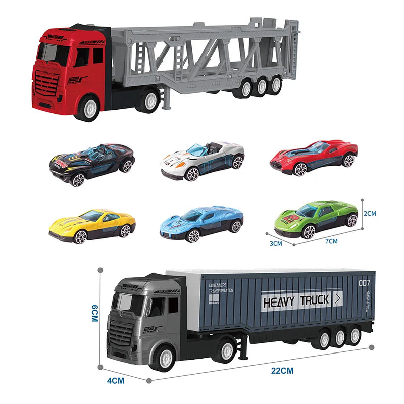 HKM-059987 1/43 Scale Diecast Container Truck Model - Alloy Construction for Kids