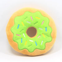 HKM-0600253 Donut-Shaped Plush Dog Toy in Pink, Brown, Green, and Blue - 15cm Diameter