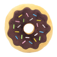 HKM-0600253 Donut-Shaped Plush Dog Toy in Pink, Brown, Green, and Blue - 15cm Diameter