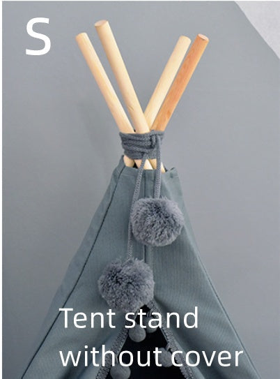 HKM-0600637 Cozy Canvas Pet Tent Bed with Pine Wood Frame - Portable, Washable, Easy Setup for Cats and Small Dogs