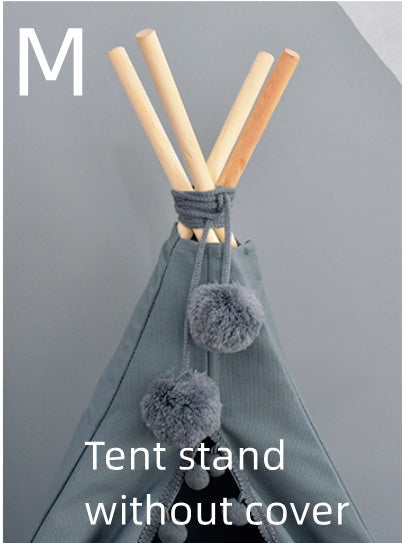 HKM-0600637 Cozy Canvas Pet Tent Bed with Pine Wood Frame - Portable, Washable, Easy Setup for Cats and Small Dogs