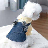 HKM-0601149 Casual Pet Dress with Button Plaid Design and Bow Suspenders for Small to Large Animals
