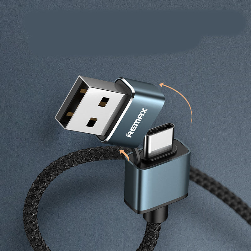 HKM-060115 1m Braided USB Data Cable for iPhone and Type-C Devices - Black/Silver