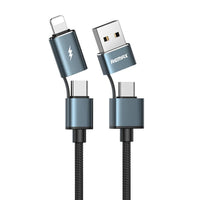 HKM-060115 1m Braided USB Data Cable for iPhone and Type-C Devices - Black/Silver