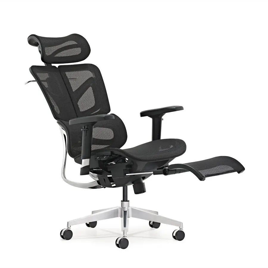 HKM-060179 Adjustable Mesh Executive Game Reclining Swivel Chair with Footrest - Ergonomic Office Comfort