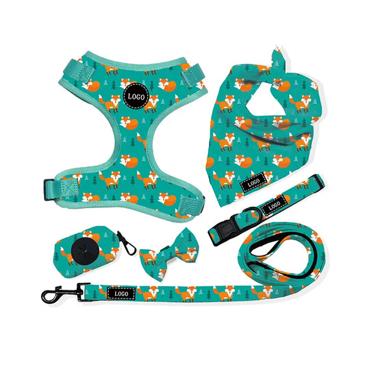 HKM-060243 Neoprene No-Pull Dog Harness with Adjustable Vest, Collar, and Leash Set