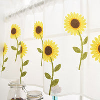 HKM-060435 Daisy Pattern Embroidered Short Curtain for Bedroom and Living Room - High Shading Vertical Blinds